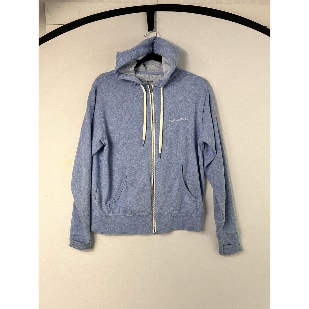 Sundance Blue Hoodie‎ Size XS Full Zip Sweatshirt Beachy Cotton Thumb Holes Run